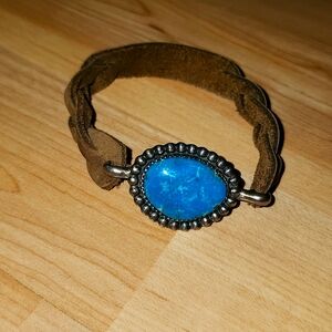 Turquoise  and leather bracelet